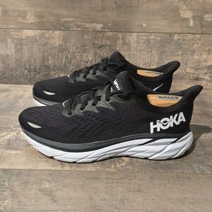 Hoka One One Clifton 8 Black White Running Shoes Women ● 7.5 B